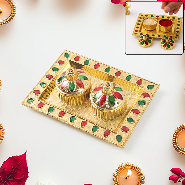 Rakasha Bandhan Special Puja Thali, Kumkum Thali Holder, Pooja Return Gift, Indian Housewarming Gifts, Brother / Bhai / Bhabhi / Sister / Family   for Rakshabandhan, Diwali