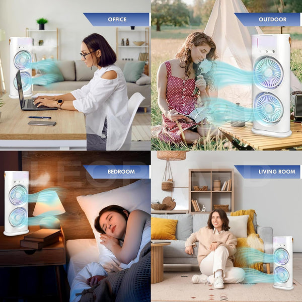 Electric Fan Desktop Double-Head Powerful Air Cooler (1 Pc / With Remo ...